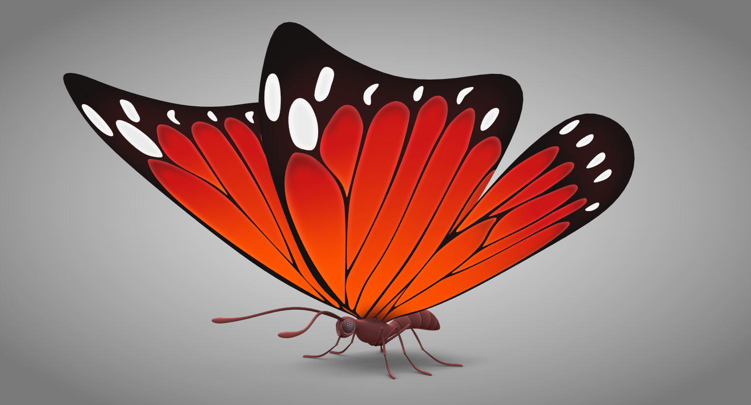 beautiful butterfly cartoon 3d max