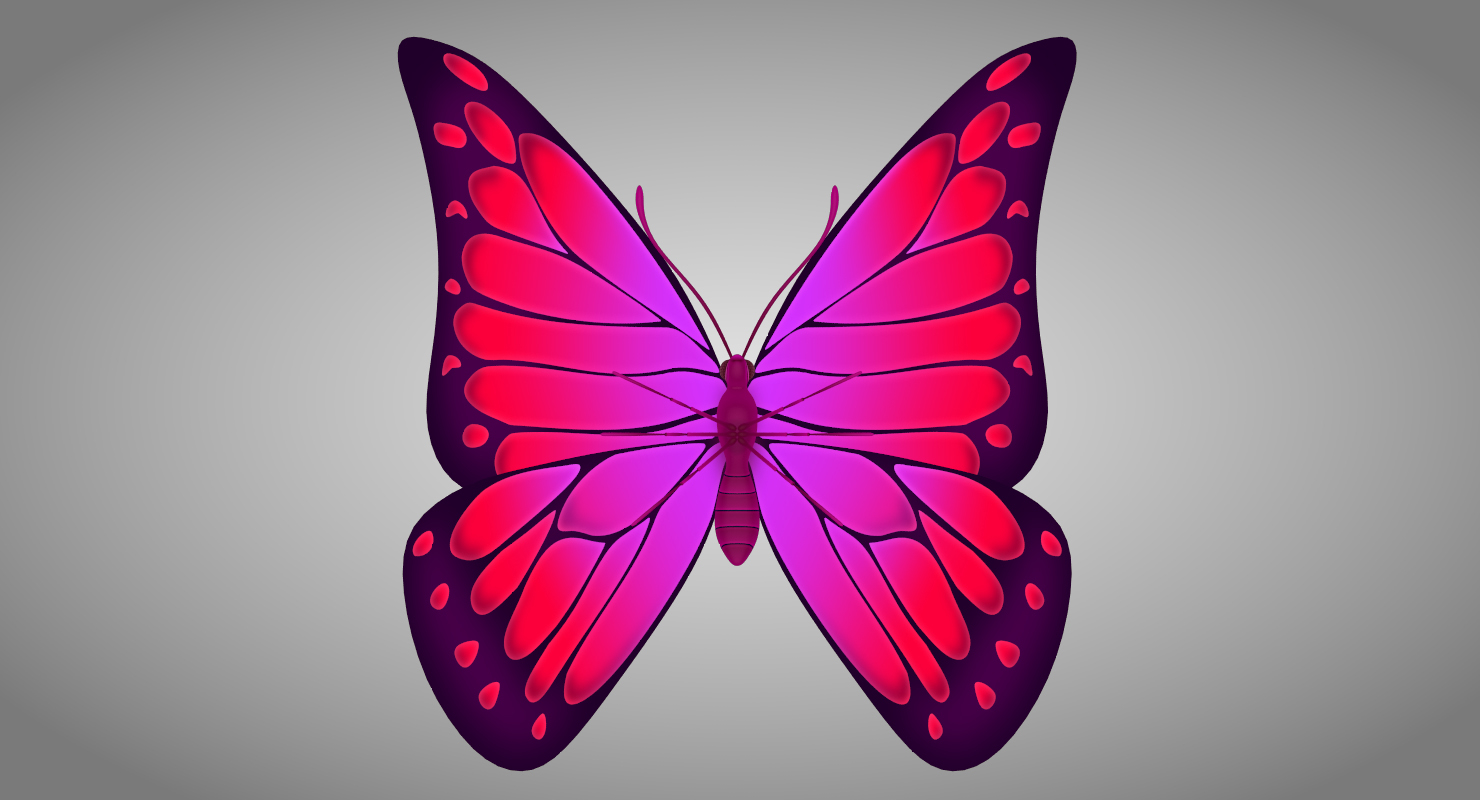 beautiful butterfly cartoon 3d max