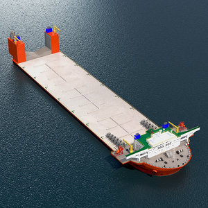 3d deck cargo ship blue