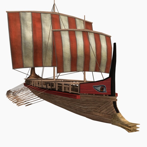 low-poly greek trireme