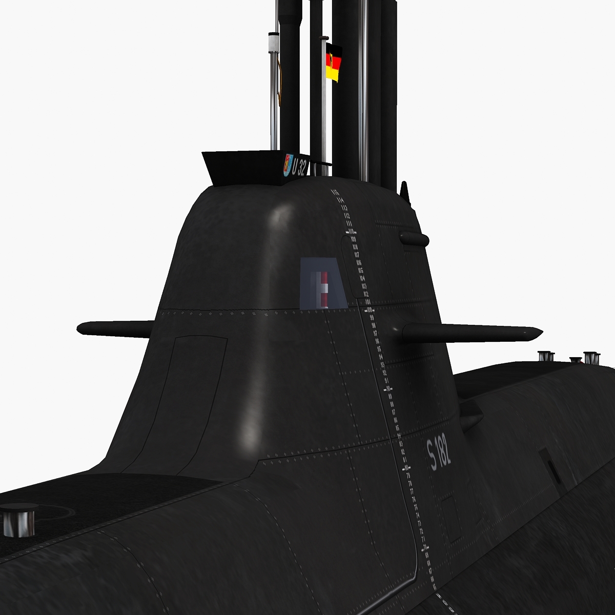 3d model german type 212 submarine