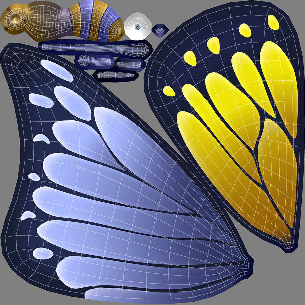 蝴蝶和完全可定制的纹理3d模型