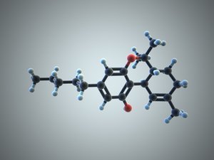 3d model of molecule active substance marijuana