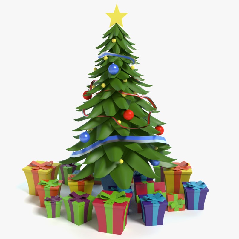 cartoon christmas tree 3d max