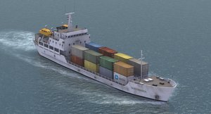 3d model of small cargo container ship