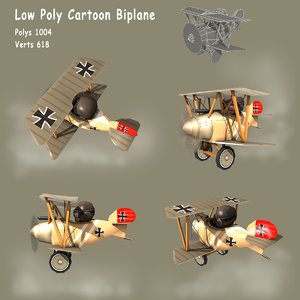 cartoon ww1 biplane fighter 3d 3ds