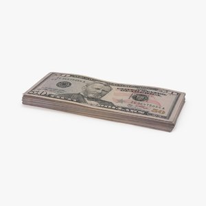 3d 50 dollar bill stack model