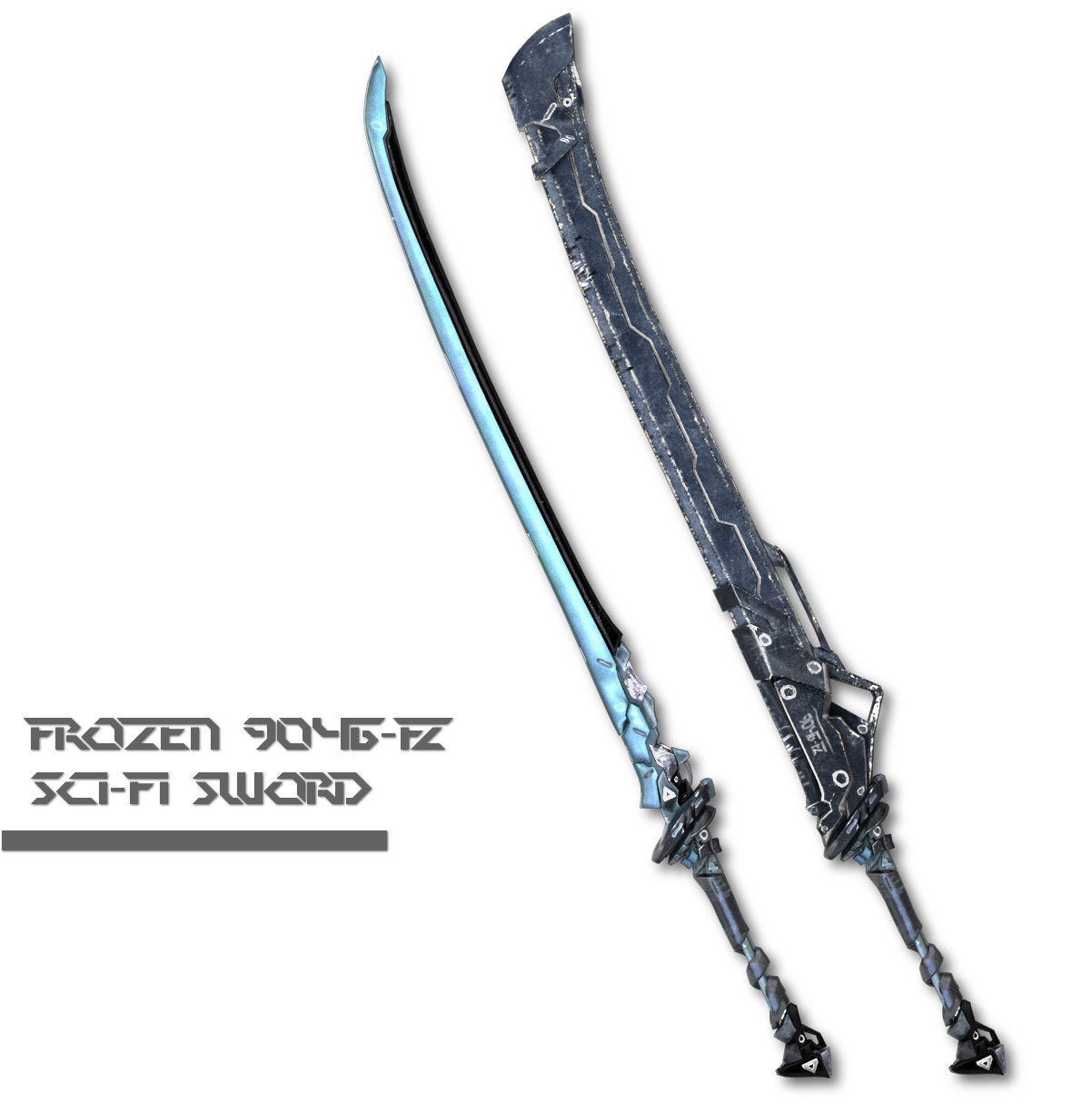 obj sci fi frozen sword