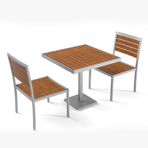 3d model outdoor cafe teak table chair