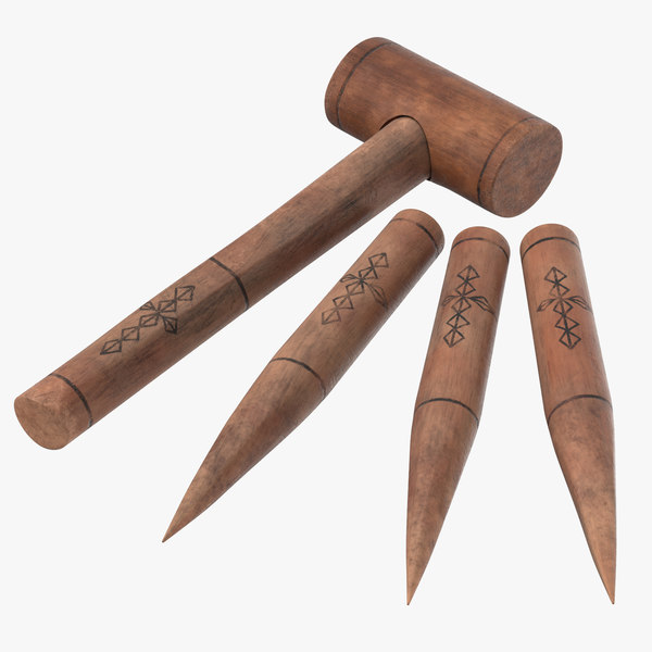 3d wooden mallet stakes -