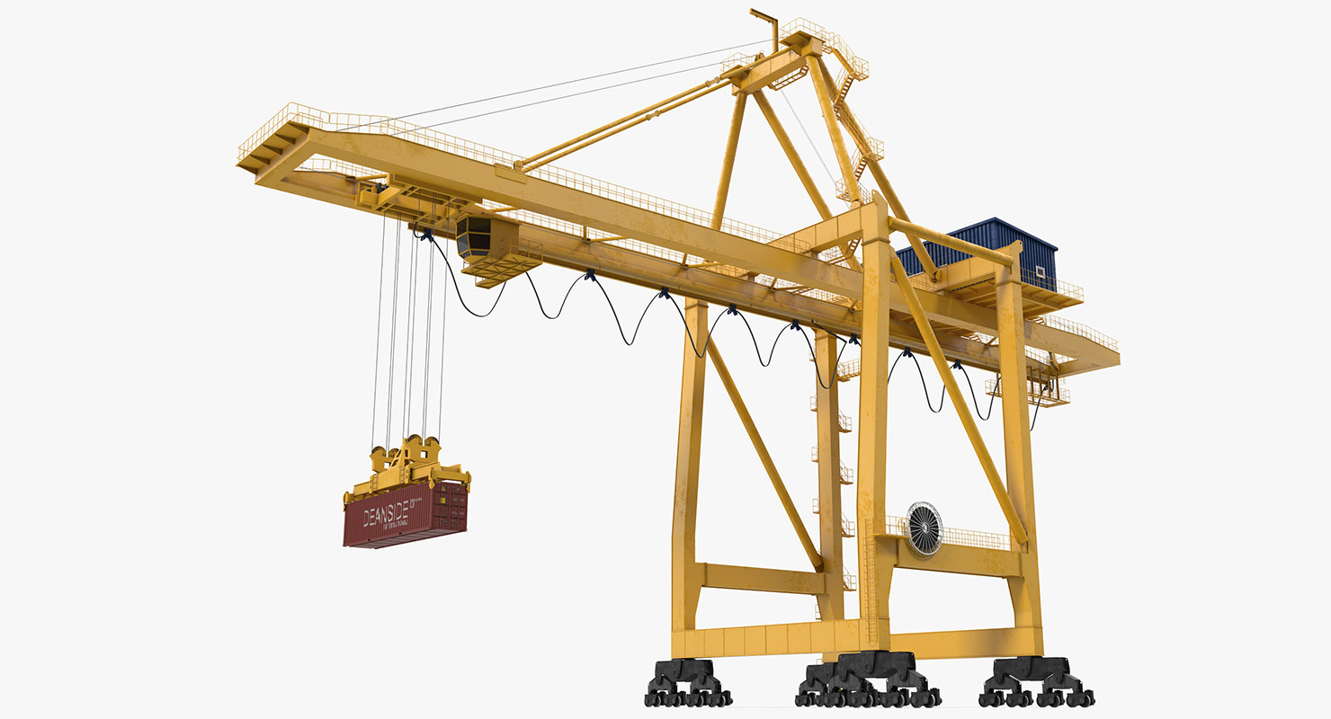 quayside container crane rigged 3d model