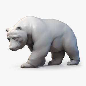 3d model bear walking sculpture