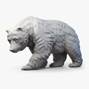 3d model bear fur walking sculpture