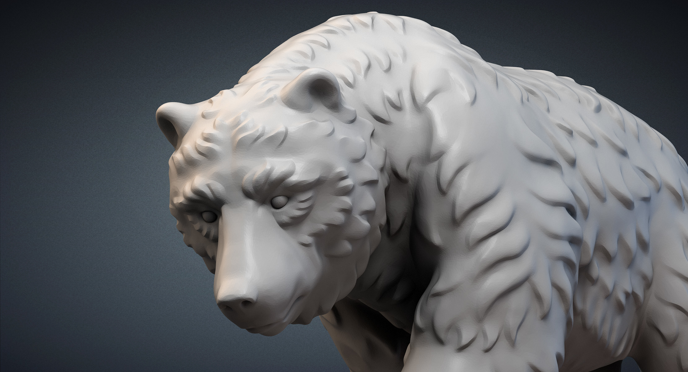 3d model bear fur walking sculpture