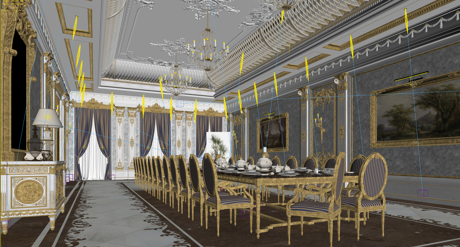 luxury dining room 3d model