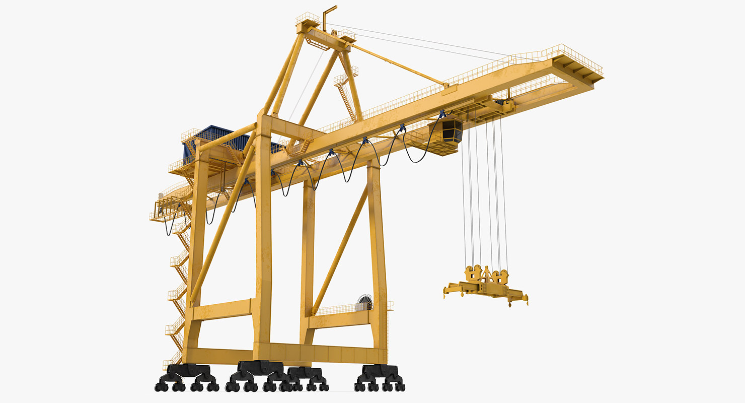 quayside container crane rigged 3d model