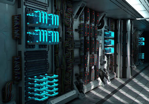 3d model server room corridor