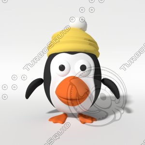 3d model cartoon christmas penguin
