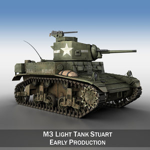 3d model light tank - m3