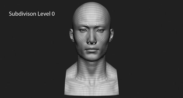 生産低ポリアジアの男性の頭3dモデル Turbosquid