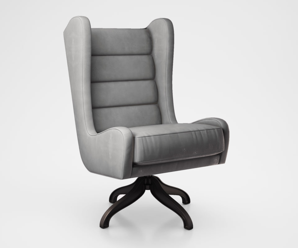 3d Model Cobb Swivel Wing Cobb Swivel Wing Chair Gray By West Elm
