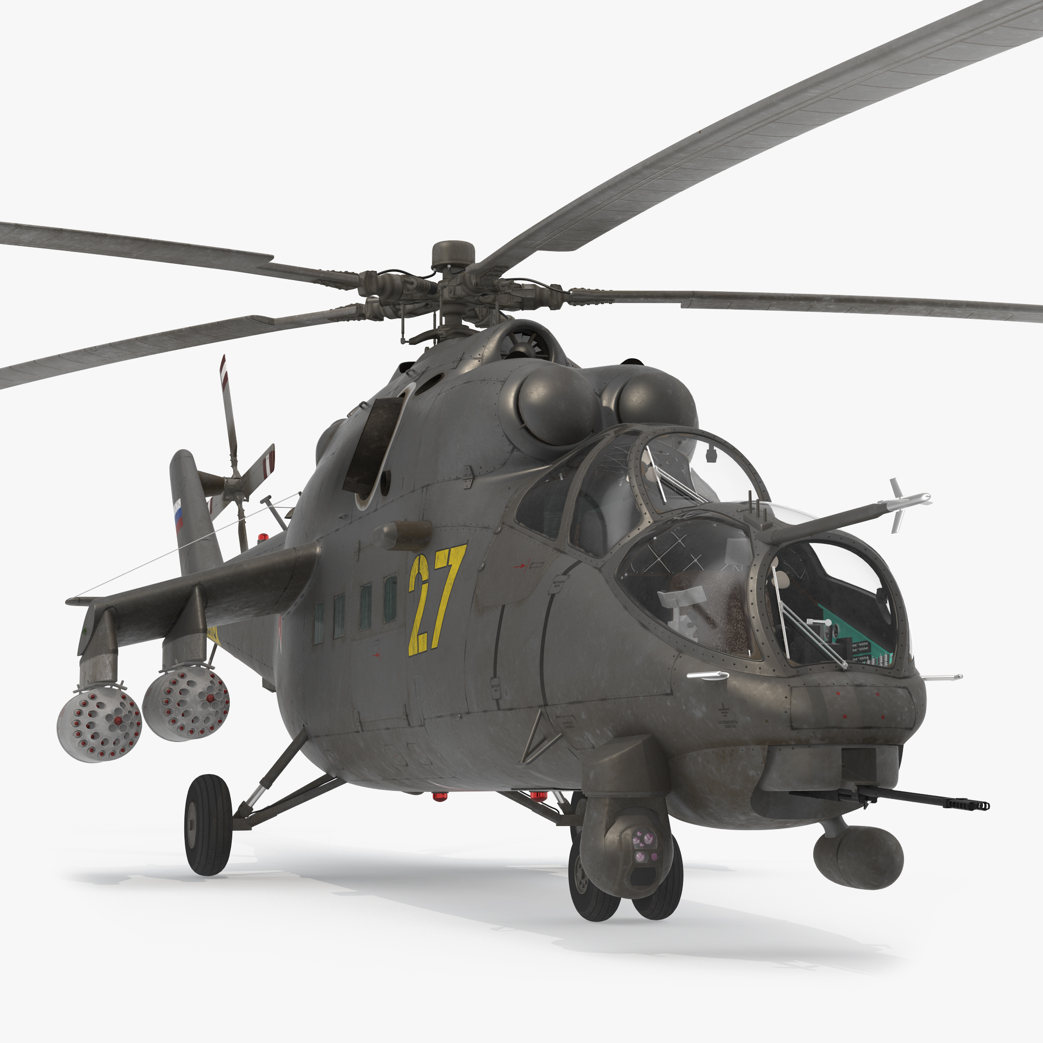 3d russian large helicopter gunship