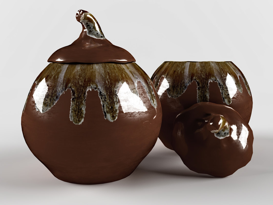 3d clay  pot  model 