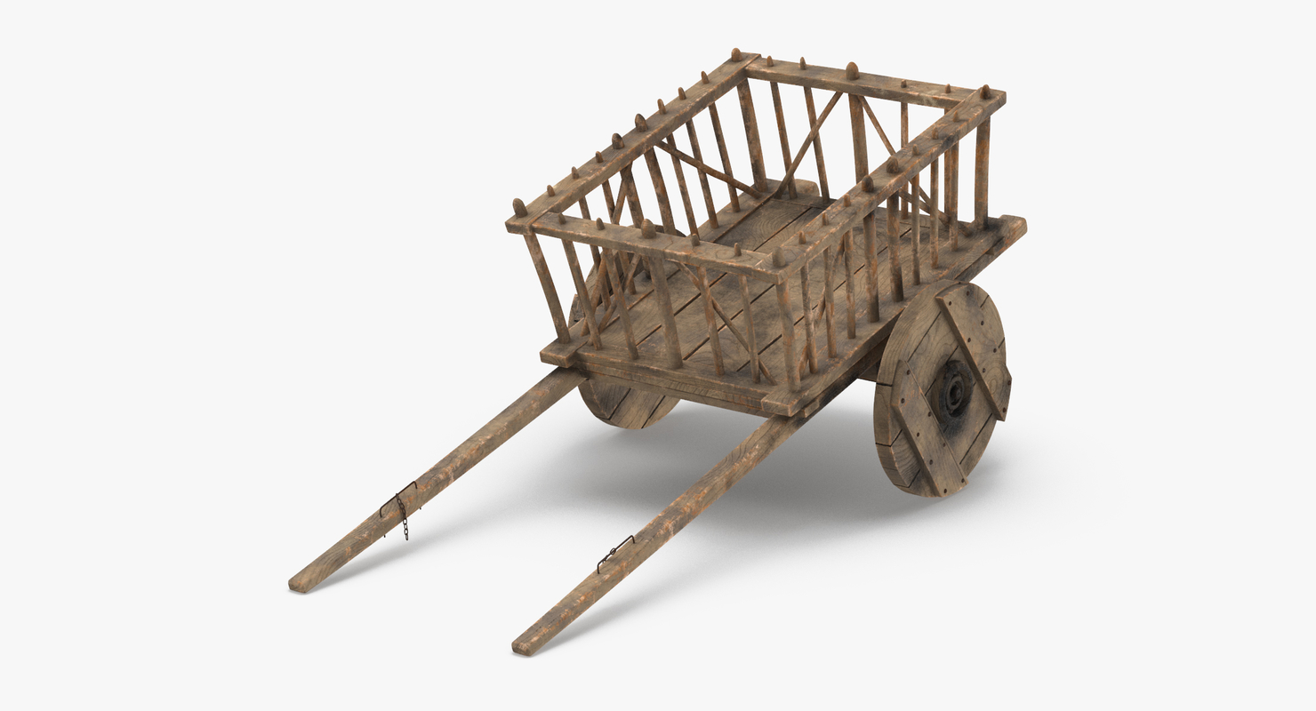 3d model medieval wagon hand cart