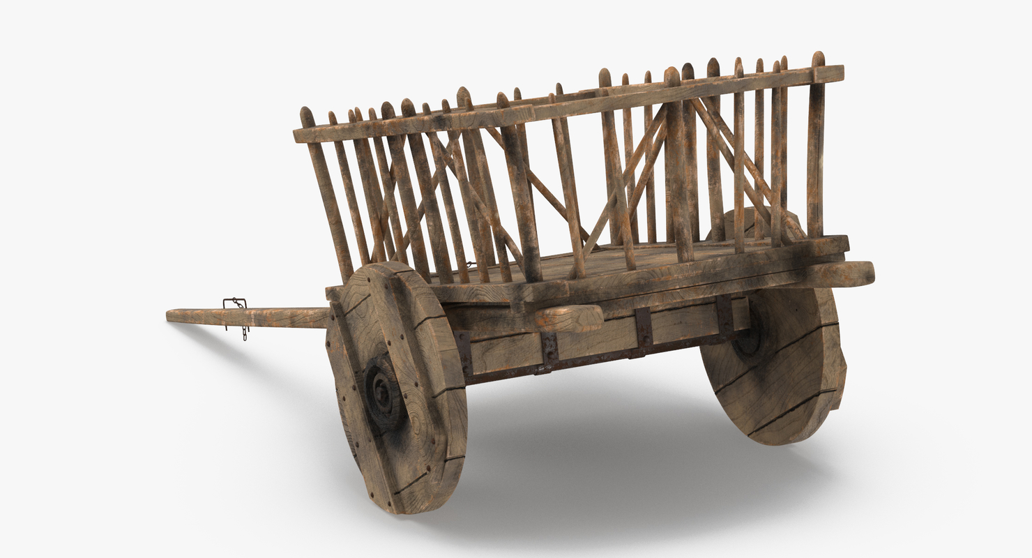 3d model medieval wagon hand cart