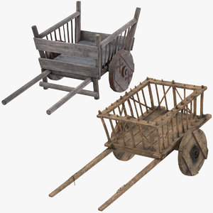 3d model medieval wagon hand cart