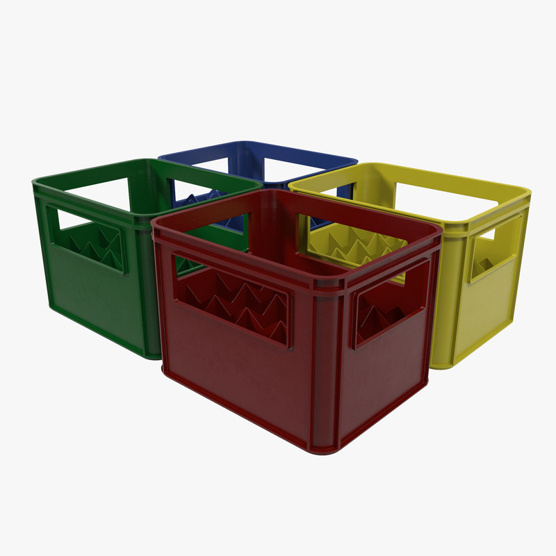 set plastic bottle crates 3d model