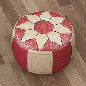 obj moroccan leather pouffe red
