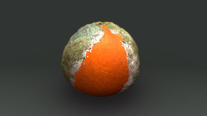 3d obj rotten orange fruit