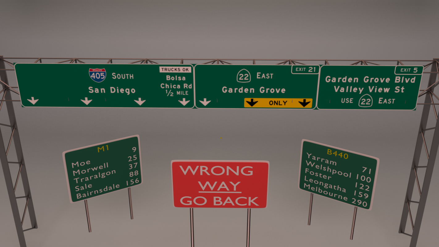 36 traffic signs road 3d model