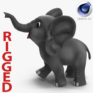 3d model cartoon elephant rigged