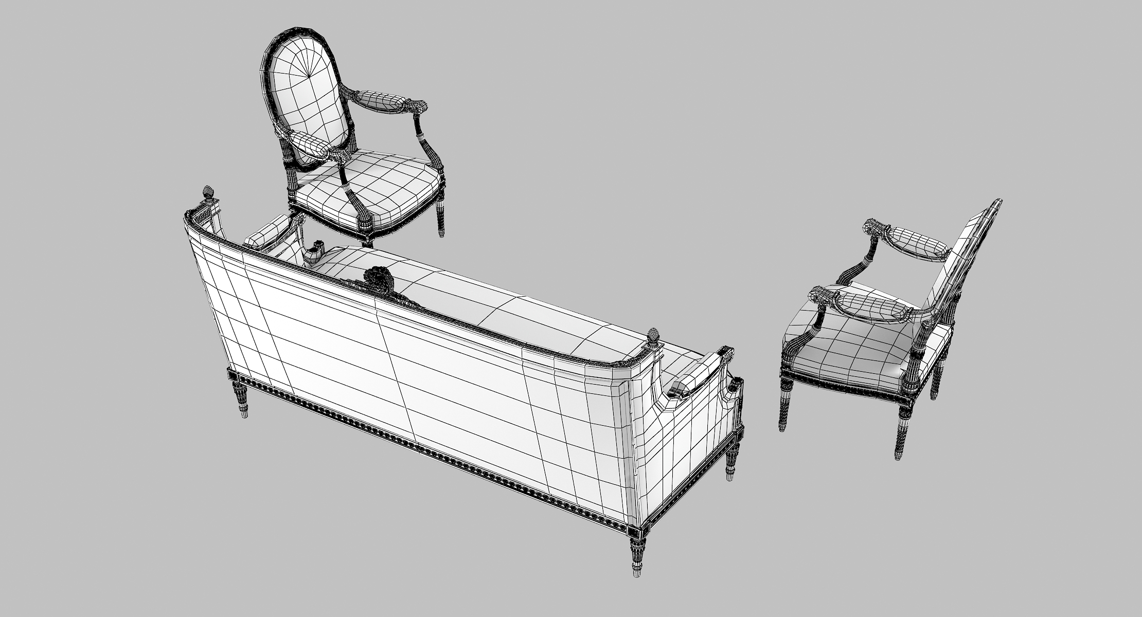 3d model victorian furniture set