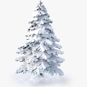 3d model snowy spruce tree v1
