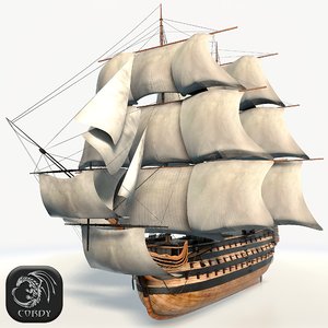 simple ship line 3d model
