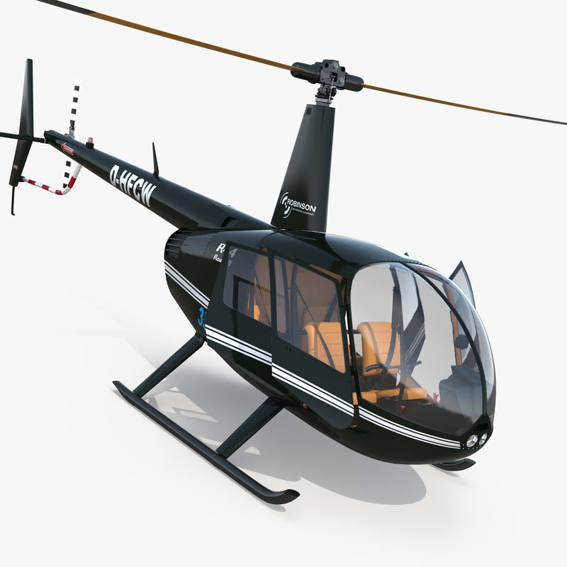 Light Helicopter Robinson R44 3d Model