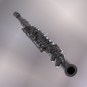 silver flute transverse 3d model