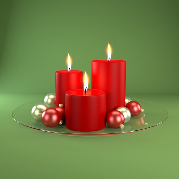 3d model red candles