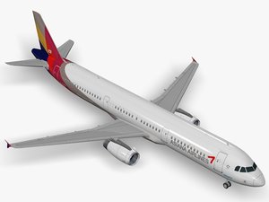 3d airbus asiana airlines a321 model