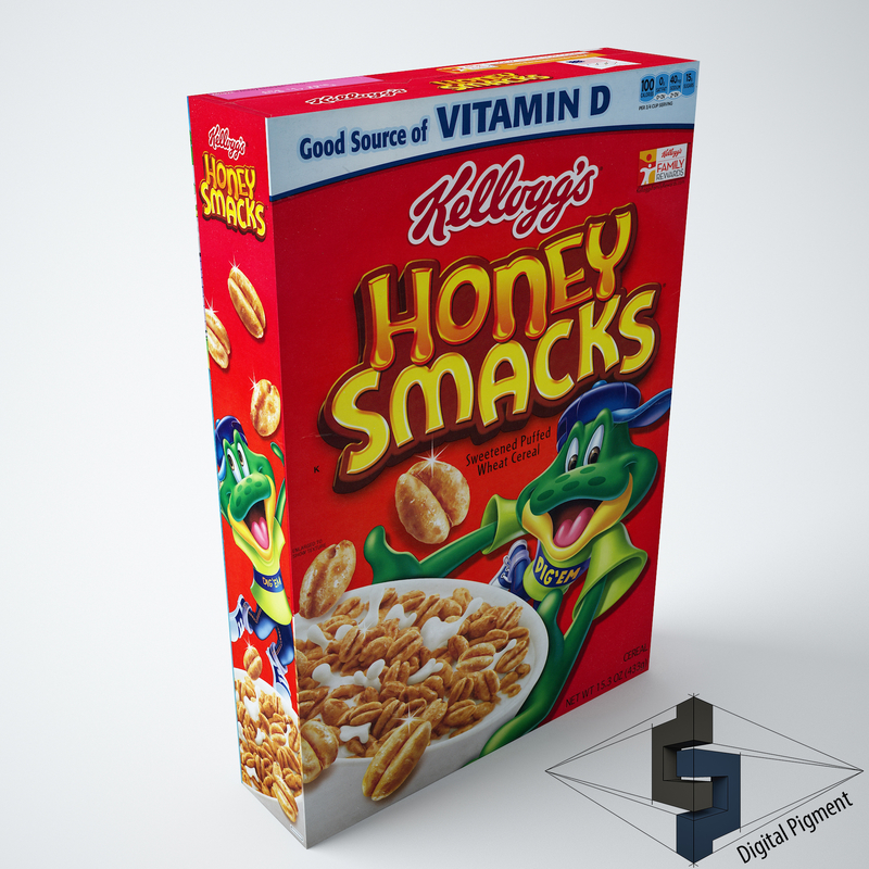 3d kellogs honey smacks cereal box