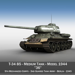 3d model of t-34 85 - soviet