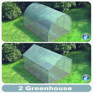 3d model of set 2 greenhouses