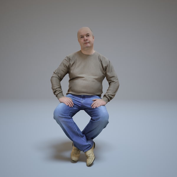 man casual dress sitting people 3d max