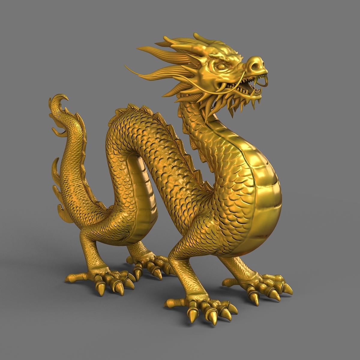 ancient dragon statue 3d obj