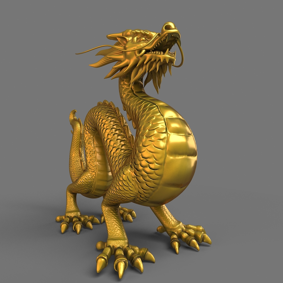 ancient dragon statue 3d obj