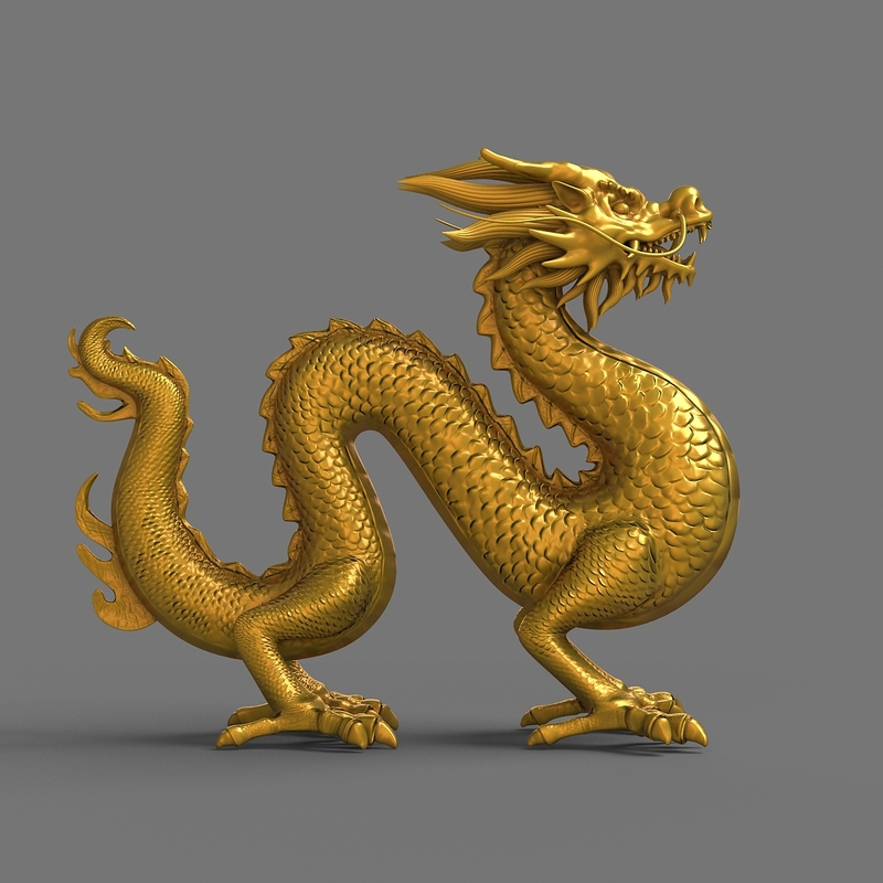 ancient dragon statue 3d obj