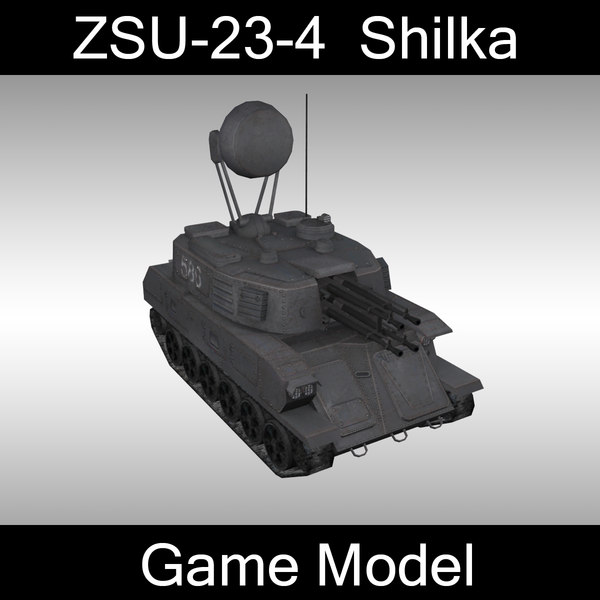 3d max low-poly zsu-23-4 shilka